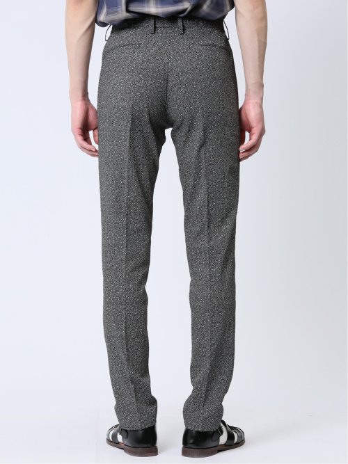 軽量 スリムフィット ノータックパンツ プリント黒(セットアップ可能)