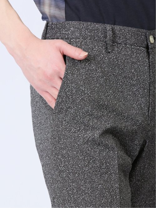 軽量 スリムフィット ノータックパンツ プリント黒(セットアップ可能)