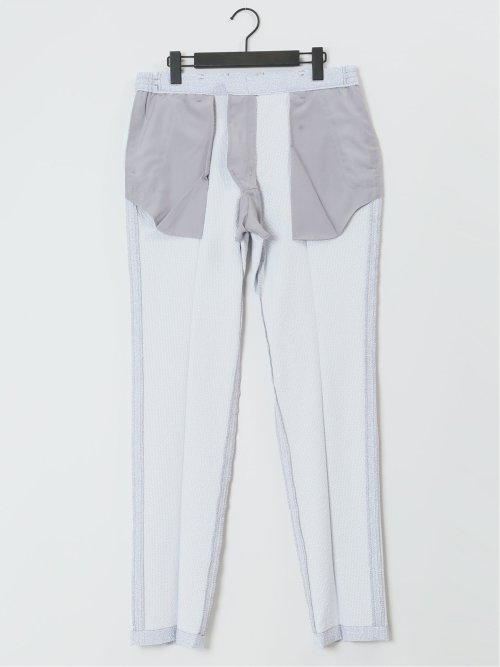 軽量 スリムフィット ノータックパンツ プリントライトグレー(セットアップ可能)