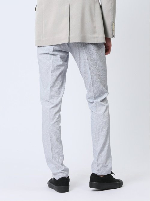 軽量 スリムフィット ノータックパンツ プリントライトグレー(セットアップ可能)