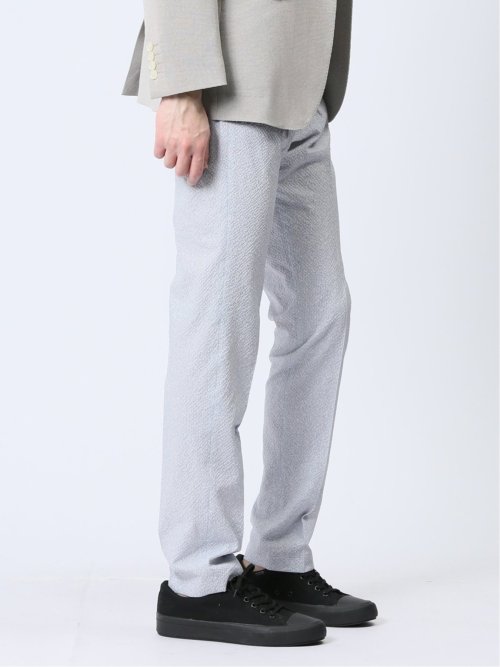 軽量 スリムフィット ノータックパンツ プリントライトグレー(セットアップ可能)