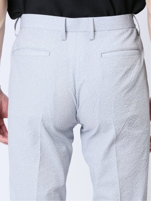 軽量 スリムフィット ノータックパンツ プリントライトグレー(セットアップ可能)