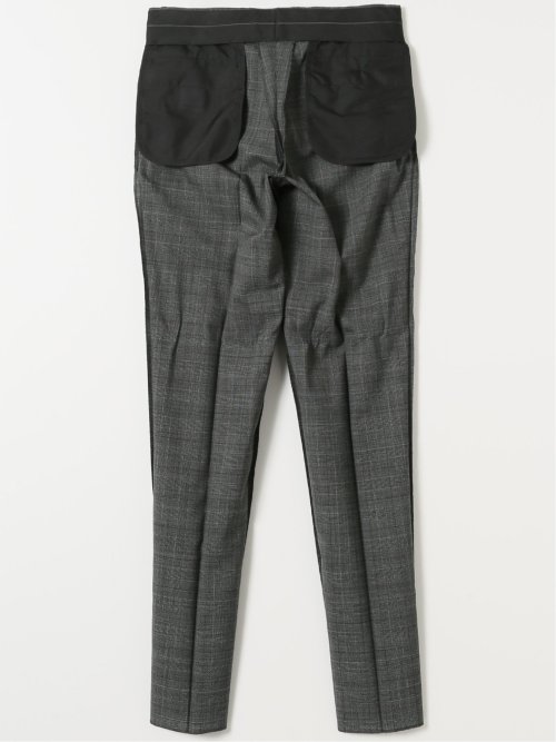 SUPER140'S レギュラーフィット ノータック スラックス グレンチェックグレー(セットアップ可能)