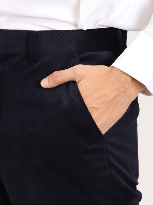 リッチベロア スリムパンツ 紺(セットアップ可能)