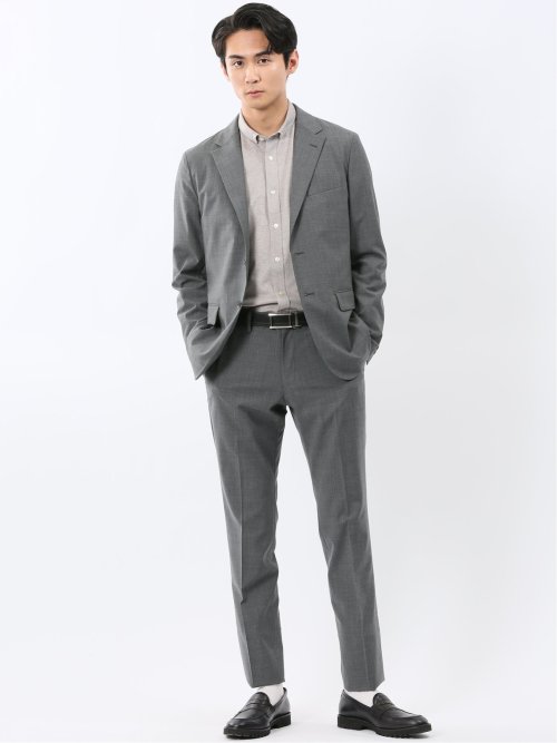 ストレッチウォッシャブル ウール混 スリムフィット ノータックスラックス(セットアップ可能)