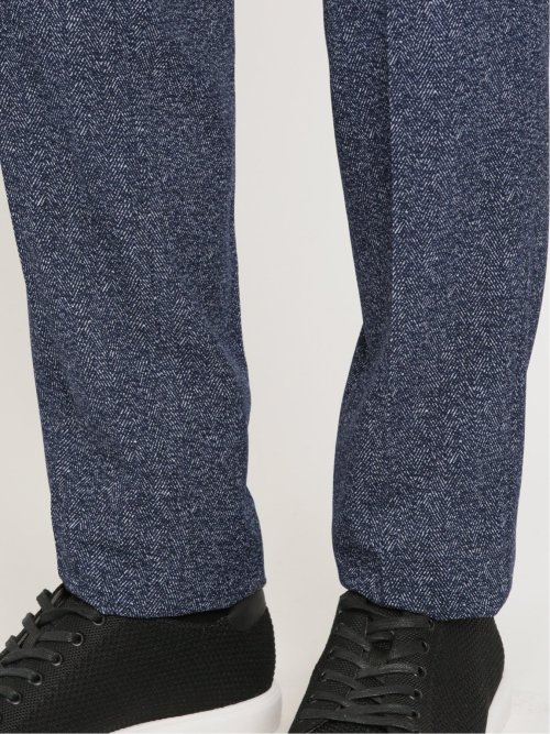 デニム調ヘリンボン ノータックパンツ(セットアップ可能)