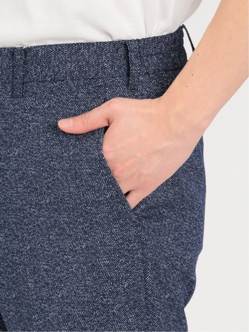 デニム調ヘリンボン ノータックパンツ(セットアップ可能)