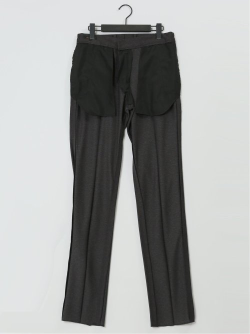 デニム調 スリムフィット ノータックパンツ 黒(セットアップ可能)