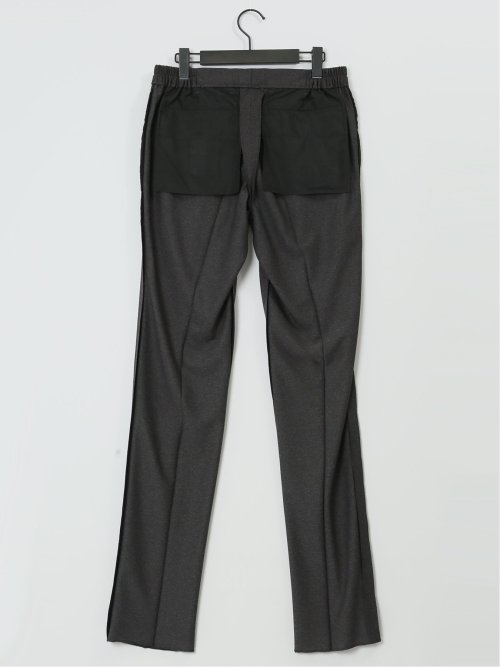 デニム調 スリムフィット ノータックパンツ 黒(セットアップ可能)