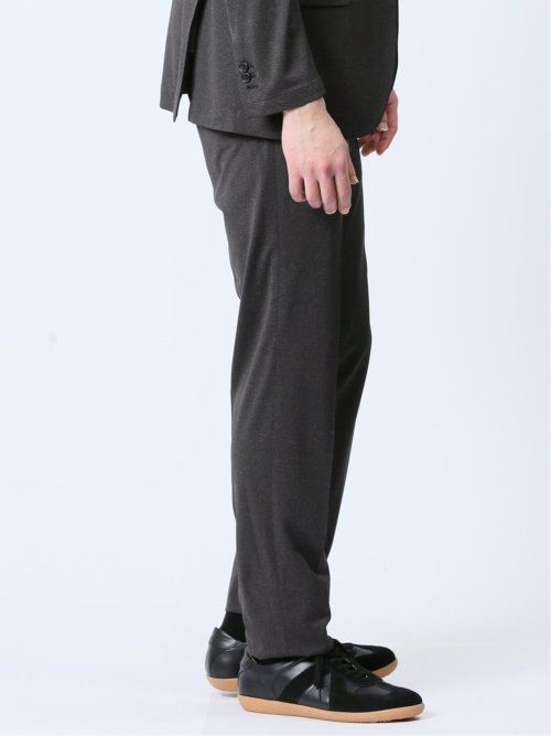 デニム調 スリムフィット ノータックパンツ 黒(セットアップ可能)