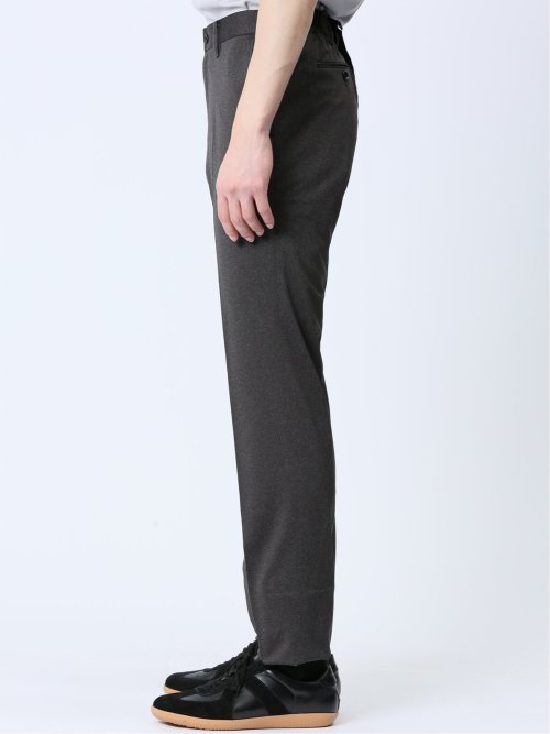 デニム調 スリムフィット ノータックパンツ 黒(セットアップ可能)