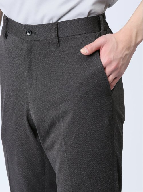 デニム調 スリムフィット ノータックパンツ 黒(セットアップ可能)