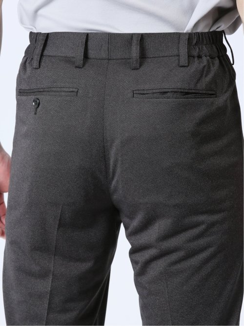 デニム調 スリムフィット ノータックパンツ 黒(セットアップ可能)