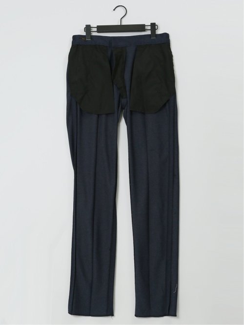 デニム調 スリムフィット ノータックパンツ ダルブルー(セットアップ可能)