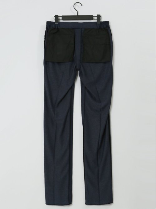 デニム調 スリムフィット ノータックパンツ ダルブルー(セットアップ可能)