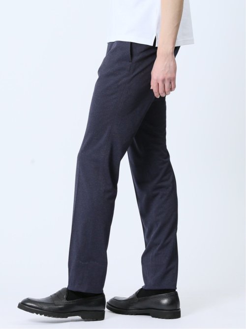 デニム調 スリムフィット ノータックパンツ ダルブルー(セットアップ可能)