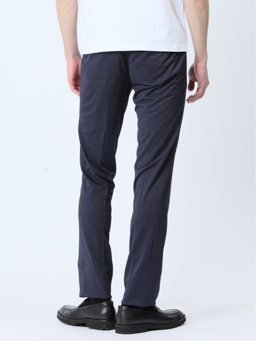 デニム調 スリムフィット ノータックパンツ ダルブルー(セットアップ可能)