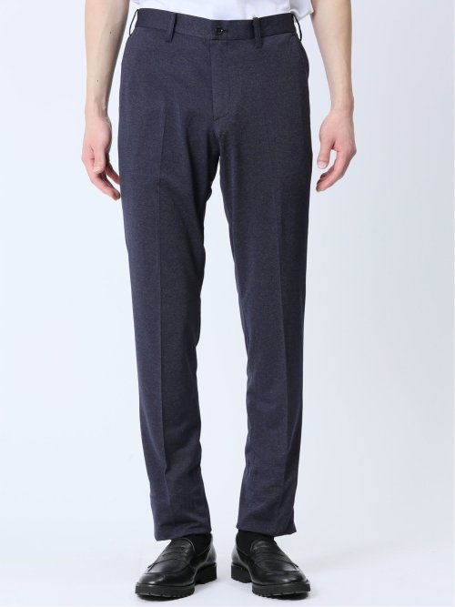 デニム調 スリムフィット ノータックパンツ ダルブルー(セットアップ可能)