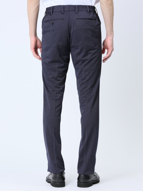 デニム調 スリムフィット ノータックパンツ ダルブルー(セットアップ可能)