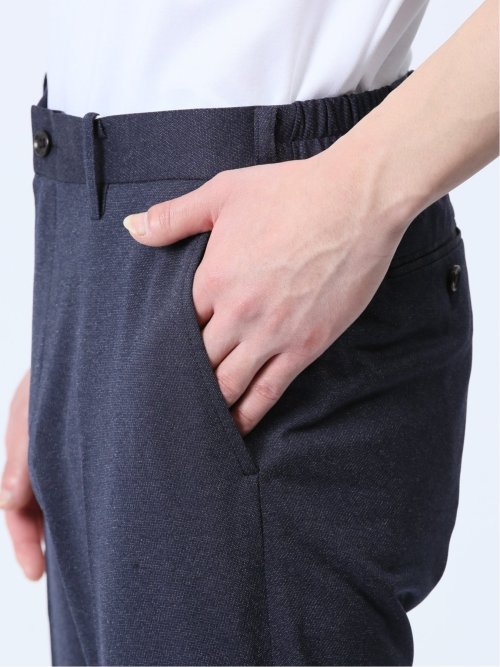 デニム調 スリムフィット ノータックパンツ ダルブルー(セットアップ可能)