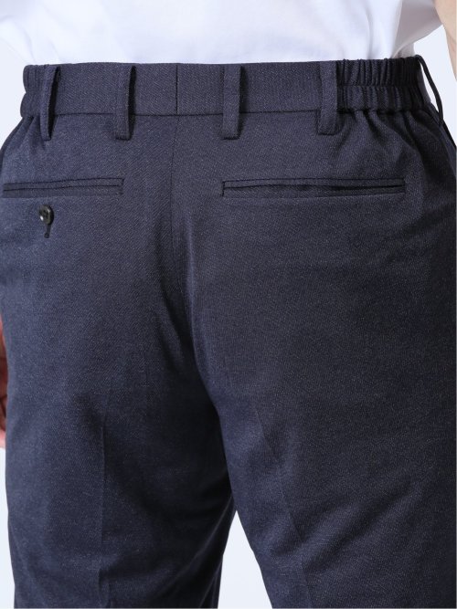 デニム調 スリムフィット ノータックパンツ ダルブルー(セットアップ可能)