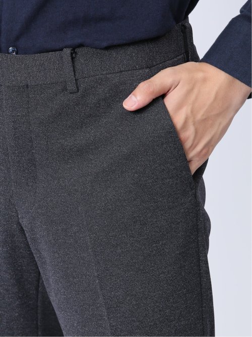 ストレッチジャージ スリムフィット ノータックパンツ グレー(セットアップ可能)