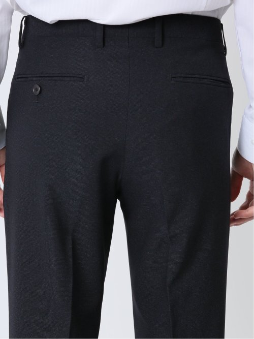 Woolen Tec On スリムフィット ノータックパンツ 組織紺(セットアップ可能)