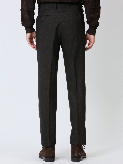 Woolen Tec On スリムフィット ノータックパンツ 組織茶(セットアップ可能)