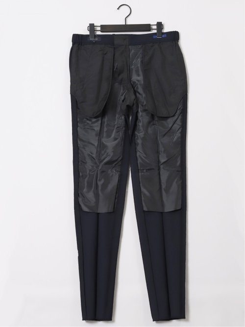 軽量メッシュ スリムフィット ノータックパンツ 紺(セットアップ可能)
