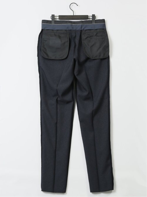 Woolen Tec On スリムフィット ノータックスラックス 千鳥紺