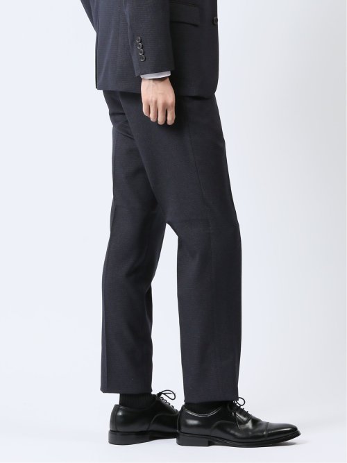 Woolen Tec On スリムフィット ノータックスラックス 千鳥紺
