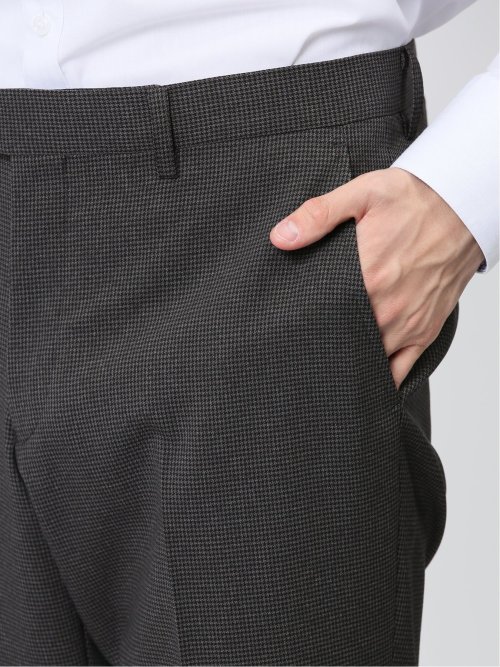 Woolen Tec On スリムフィット ノータックスラックス 千鳥グレー(S 06
