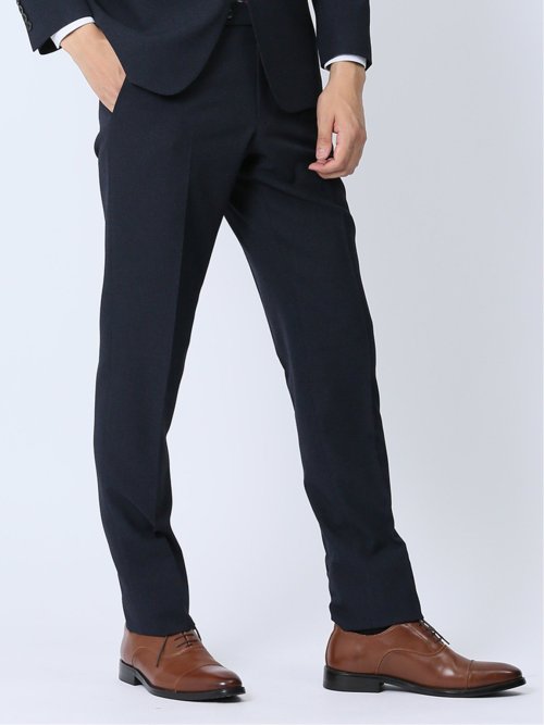 ストレッチウォッシャブル スリムフィット ノータックスラックス 組織紺(セットアップ可能)