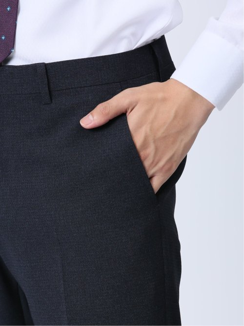 ストレッチウォッシャブル スリムフィット ノータックスラックス 組織紺(セットアップ可能)