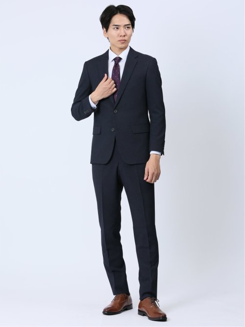 ストレッチウォッシャブル スリムフィット ノータックスラックス 組織紺(セットアップ可能)