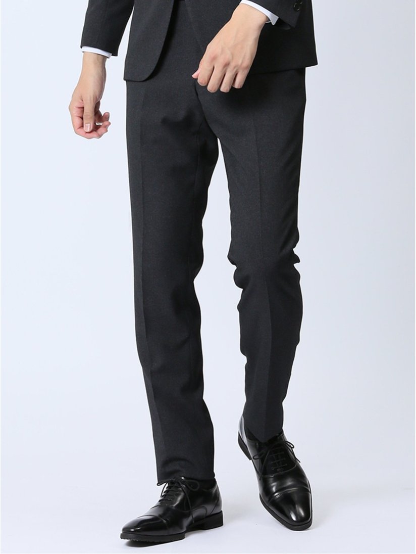 ストレッチウォッシャブル スリムフィット ノータックスラックス 無地  