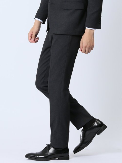 ストレッチウォッシャブル スリムフィット ノータックスラックス 無地グレー(セットアップ可能)