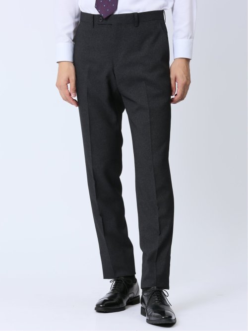 ストレッチウォッシャブル スリムフィット ノータックスラックス 無地グレー(セットアップ可能)