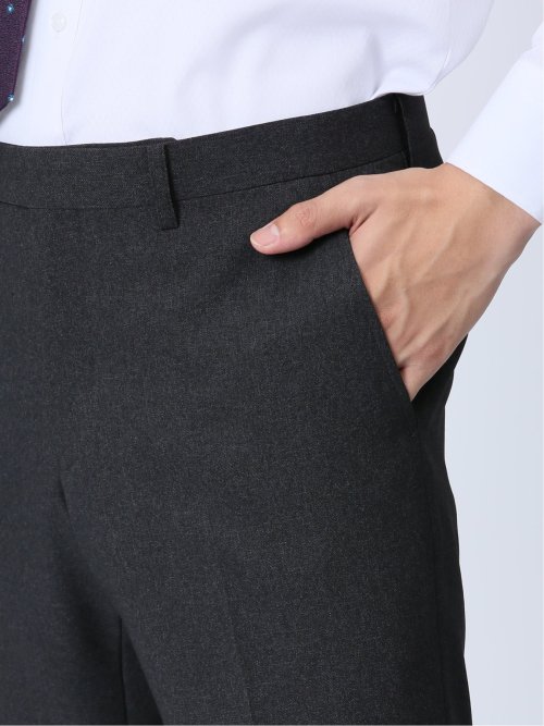 ストレッチウォッシャブル スリムフィット ノータックスラックス 無地グレー(セットアップ可能)