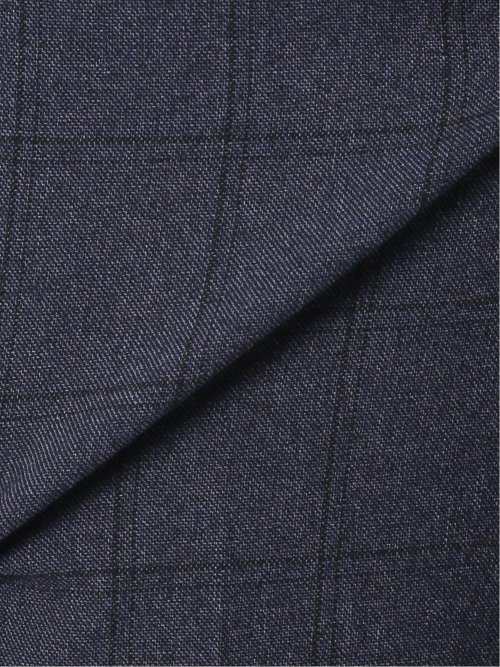 ストレッチウォッシャブル スリムフィット ノータックスラックス チェック青(セットアップ可能)