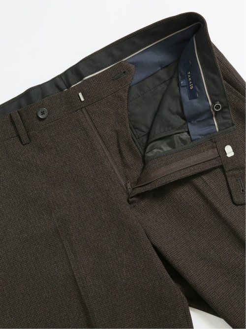 Woolen Tec On スリムフィット ノータックパンツ 千鳥こげ茶(セットアップ可能)