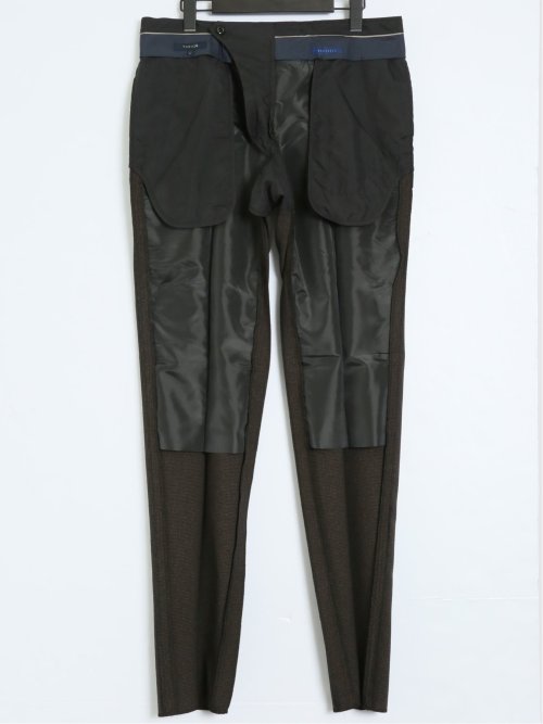 Woolen Tec On スリムフィット ノータックパンツ 千鳥こげ茶(セットアップ可能)