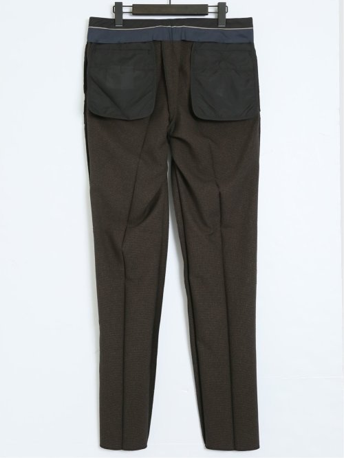 Woolen Tec On スリムフィット ノータックパンツ 千鳥こげ茶(セットアップ可能)