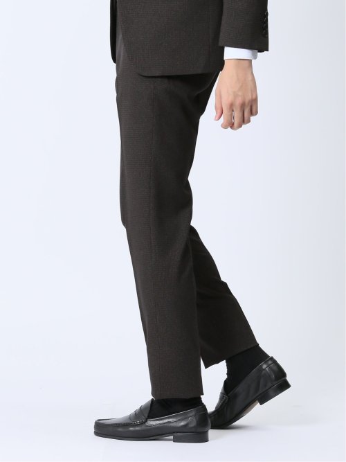 Woolen Tec On スリムフィット ノータックパンツ 千鳥こげ茶(セットアップ可能)