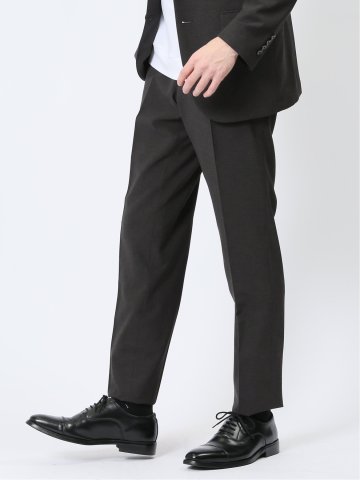 軽量 スリムフィット ノータックパンツ 千鳥黒