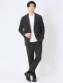 軽量 スリムフィット ノータックパンツ 千鳥黒