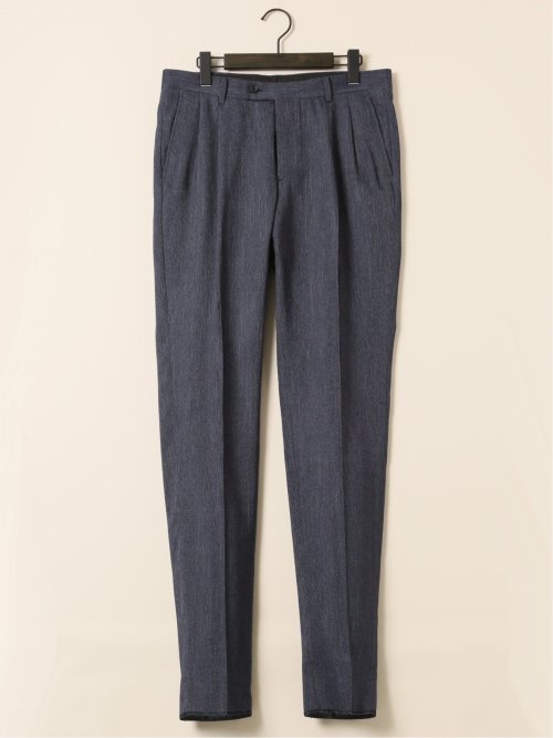 ストレッチウォッシャブル レギュラーフィット ツータックパンツ デニムライク(セットアップ可能)