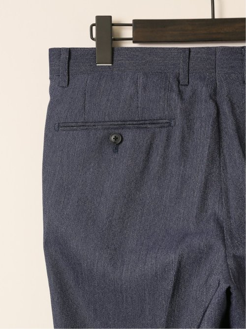 ストレッチウォッシャブル レギュラーフィット ツータックパンツ デニムライク(セットアップ可能)