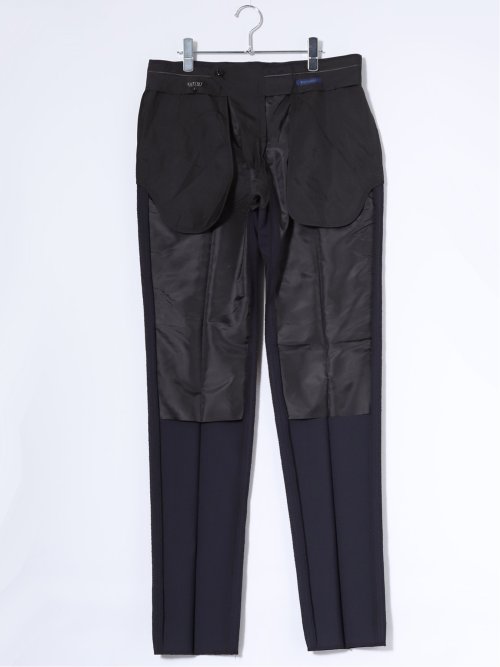 ストレッチウォッシャブル ウール混 レギュラーフィット ノータックスラックス 紺(セットアップ可能)