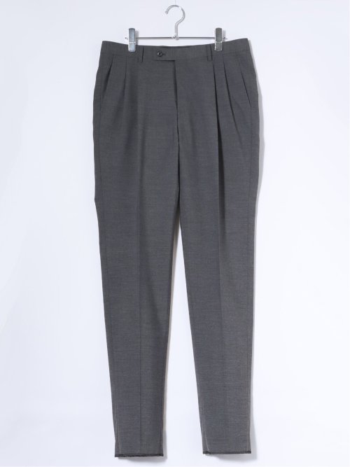 ストレッチウォッシャブル ウール混 レギュラーフィット ツータックスラックス グレー(セットアップ可能)